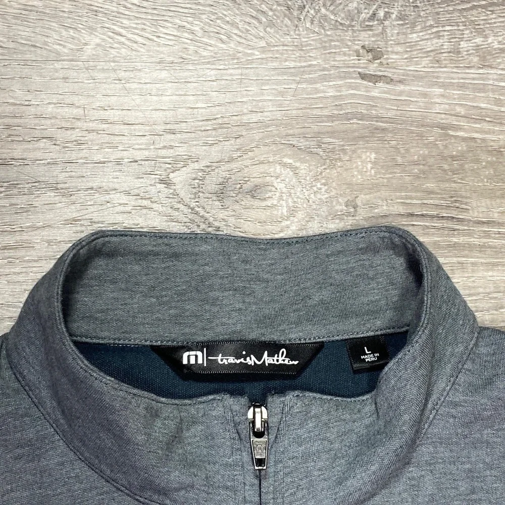 TravisMathew‎ Sweater Mens Large Heather Gray Quarter Zip Golf Pullover Layer